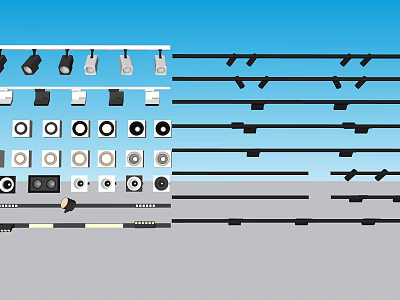 Diverse Styles of Downlights and Spotlights for Home Lighting Solutions 3d model