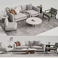 Modern Sofa And Coffee Table Set With Decorative Pillows Area Rug And Accent Armchair
