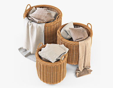 Modern Storage Basket Linen Laundry Basket 3d model