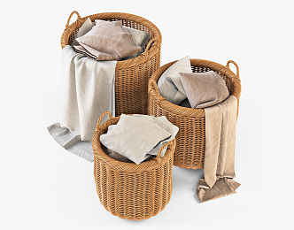 Modern Storage Basket Linen Laundry Basket 3d model