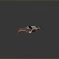 Red and Gray Sci-Fi Aircraft Model With Streamlined Wings Yellow Markings and Engines