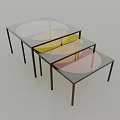 Modern Nested Coffee Tables With Black Frame And Colored Transparent Glass Tops 3d model