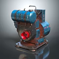 Industrial Blue Compressor Equipment With Red Component And Metal Base