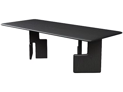 Modern Black Long Dining Table With Unique Geometric Legs And Minimalist Design 3d model