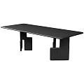 Modern Black Long Dining Table With Unique Geometric Legs And Minimalist Design