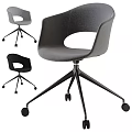 Modern Table And Chair Set Featuring Gray Black Chairs With Wheel Base And Simple Design