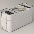 Modern White Office Reception Desk With Storage Compartments And Smooth Surface 3d model
