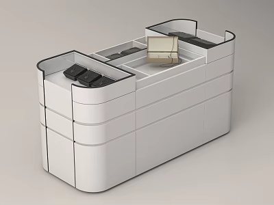 Modern White Office Reception Desk With Storage Compartments And Smooth Surface 3d model