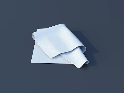 White Textured Kitchen Cloth Folded On Dark Background For Household Use 3d model