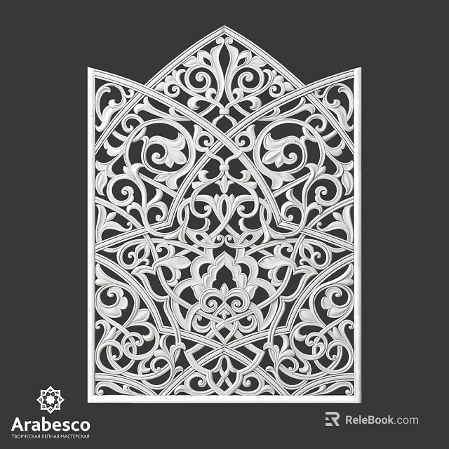 Ornamental Elegant Intricate Carved Wall Decoration With Filigree Pattern Design 3d model 