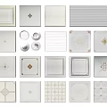 White Ceiling Tiles With Various Patterns Textured And Decorative Designs For Home 3d model