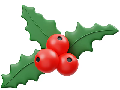 Delicious Festive Christmas Food Topped With Holly Leaves And Red Berries 3d model
