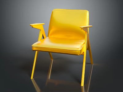 Modern Yellow Accent Chair With Armrests And Sleek Smooth Surface Design 3d model