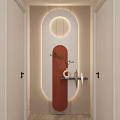 Cream Simple Style Arc Light Strip Grille Corridor End View Entrance 3d model