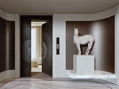 Villa Hallway Horse Plaster Marble 3d model