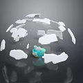 Textured Fragmented Terrain On Sphere With White Fragments And Turquoise Patch
