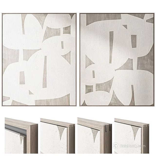 Modern Abstract Wall Art With Geometric Patterns In Neutral Tones For Contemporary Home Decor 3d model 