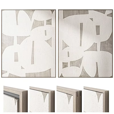 Modern Abstract Wall Art With Geometric Patterns In Neutral Tones For Contemporary Home Decor 3d model