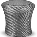 Modern Woven Coffee Table With Sleek Silver Gray Texture And Contemporary Design