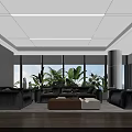 Spacious Modern Executive Office With Warm Wooden Finishes Comfortable Guest Lounge And Bright Panoramic Windows