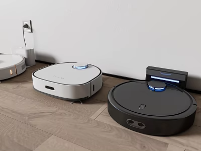Modern Robotic Vacuum Cleaners With Different Designs For Home Floor Cleaning 3d model