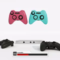 Colorful And Black Gaming Controllers With Silver Console For Entertainment Electronics 3d model