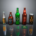 Assorted Colorful Beer Bottles And Can With Different Labels On Display Table