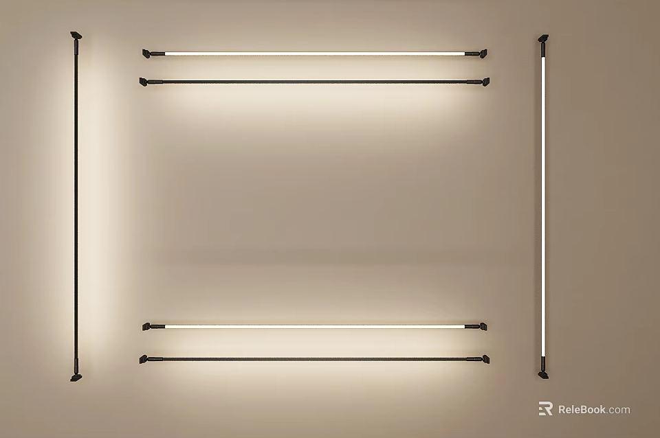 Wall Mounted Light Fixtures With Black And White Strip Design And Evenly Illuminated Surface 3d model 