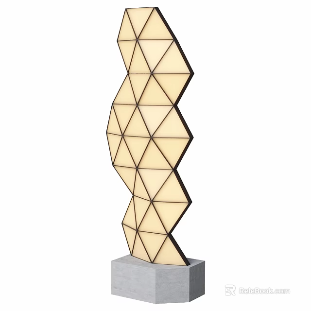 Modern Geometric Floor Lamp With Wave Shape Warm Light And Square Base 3d model 