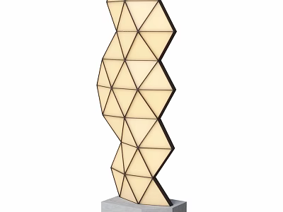 Modern Geometric Floor Lamp With Wave Shape Warm Light And Square Base 3d model