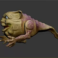 Grotesque Game Movie Character With Large Blue Eyes Yellow Pink Skin And Outstretched Claws