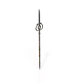Ancient Long Handle Weapon With Spearhead Ring Decoration And Carved Shaft Patterns
