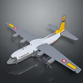 Wing Commander Airplane Model White Body Gray Wings Yellow Tips And Propellers 3d model