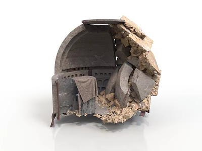 Detailed Ancient Building Ruins Featuring Damaged Arch Structure And Stone Debris 3d model
