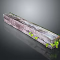 Natural Wooden Stone Featuring Textured Surface and Green Moss Accents