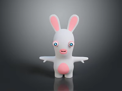 Cartoon Rabbit Game and Movie Character With White Body Pink Ears Belly and Blue Eyes 3d model