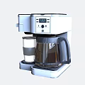 White Coffee Maker With Digital Display Glass Carafe And Insulated Cup For Home Kitchen