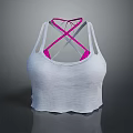 Stylish White Ribbed Tank Top With Pink Crisscross Back Straps
