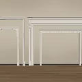 White Door Frames and Fireplace Frames with Beige Wall and Wooden Floor 3d model