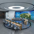 Advanced Control Room With Circular Console Large Screens And Data Displays 3d model