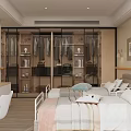 Cozy Bedroom Interior With Two Beds Decorative Paintings And Study Desk Chair