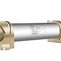 Modern Golden And Silver Cylindrical Kitchen Appliance With Instruction Label