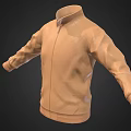 Stylish Brown Jacket Featuring Stand Collar Zipper And Long Sleeves Design 3d model