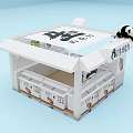 White Booth With Panda Doll And Xiaoyou Youxuan Sign Fresh Produce Crates