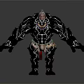 Large Mythical Warrior In Black Armor With White Patterns And Decorative Necklace