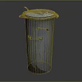 Old Metal Trash Can Featuring Rusty Surface Side Handle And Weathered Look