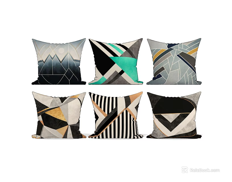 Modern Geometric Pattern Decorative Throw Pillows For Sofa And Living Room 3d model