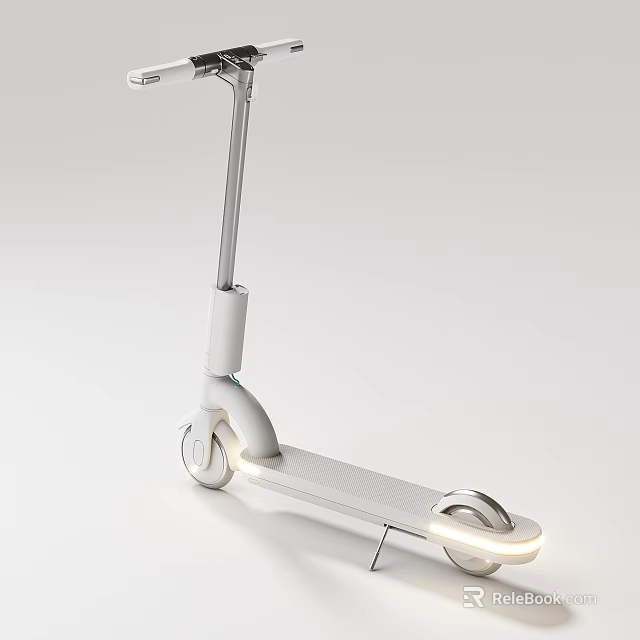 Sleek White Modern Electric Scooter With LED Lights And Foldable Design 3d model 