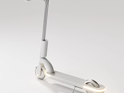 Sleek White Modern Electric Scooter With LED Lights And Foldable Design 3d model