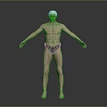 3D Male Character Standing with Outstretched Arms in Black Briefs Against Gray Black Gradient Background